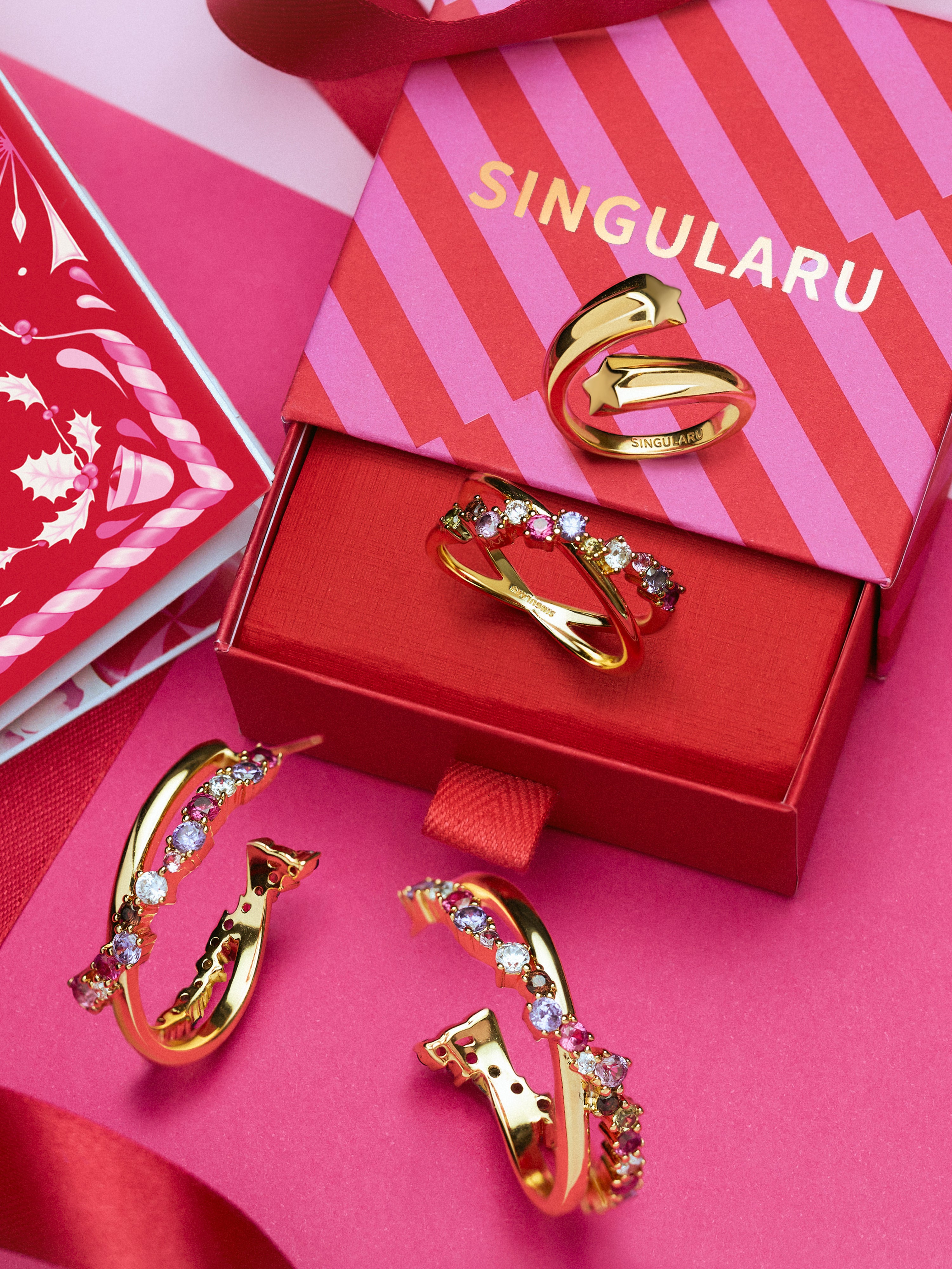 Estelar Cross Gold Hoop Earrings 