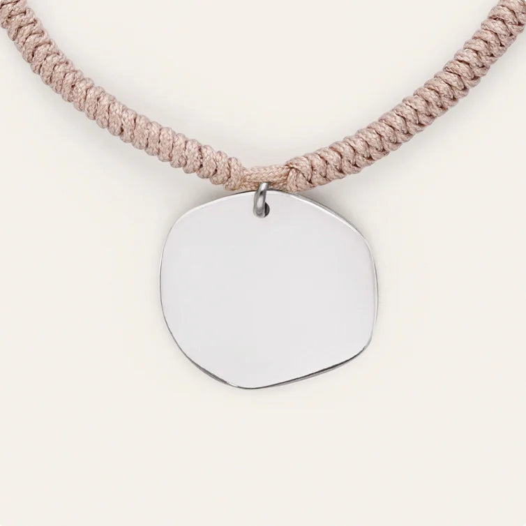 Personalized Bracelet Medallion Organic Pink Steel