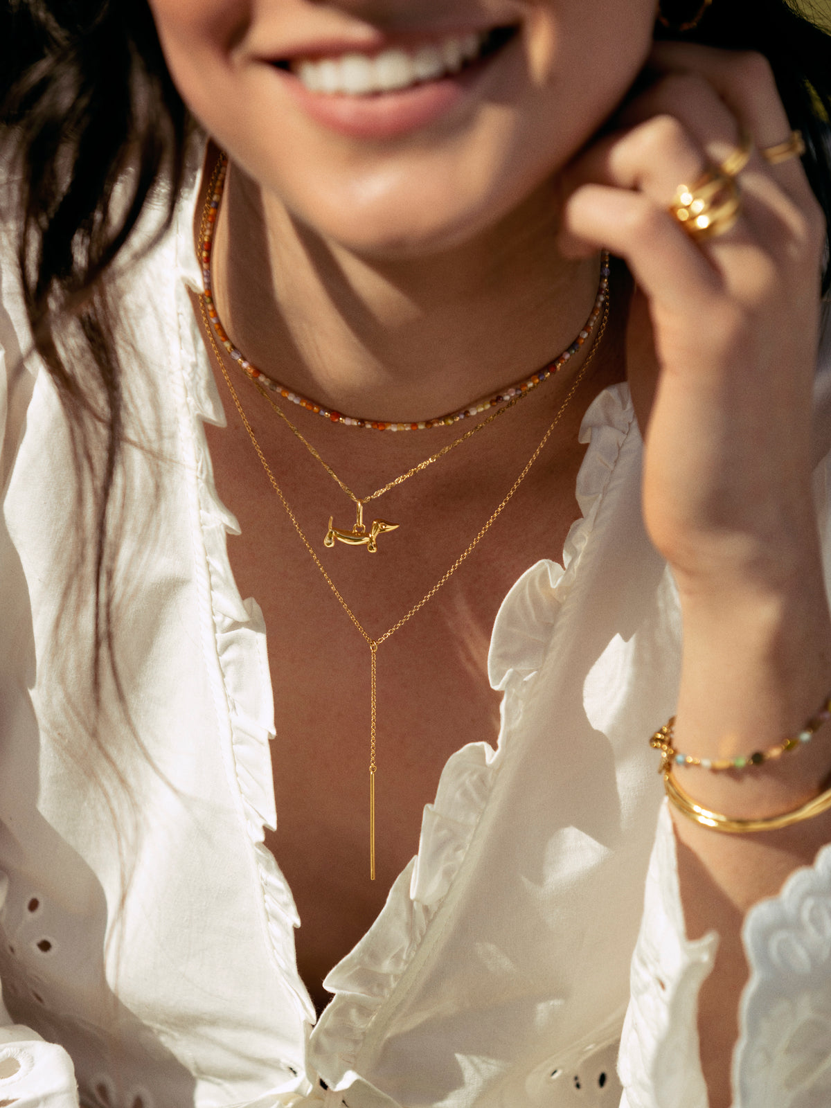Steel Stick Y Necklace, Gold-Plated - vista 4