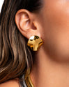 Waves Stainless Steel Gold Earrings