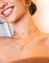 Choker Rhomb & Oval Stainless Steel Gold Necklace
