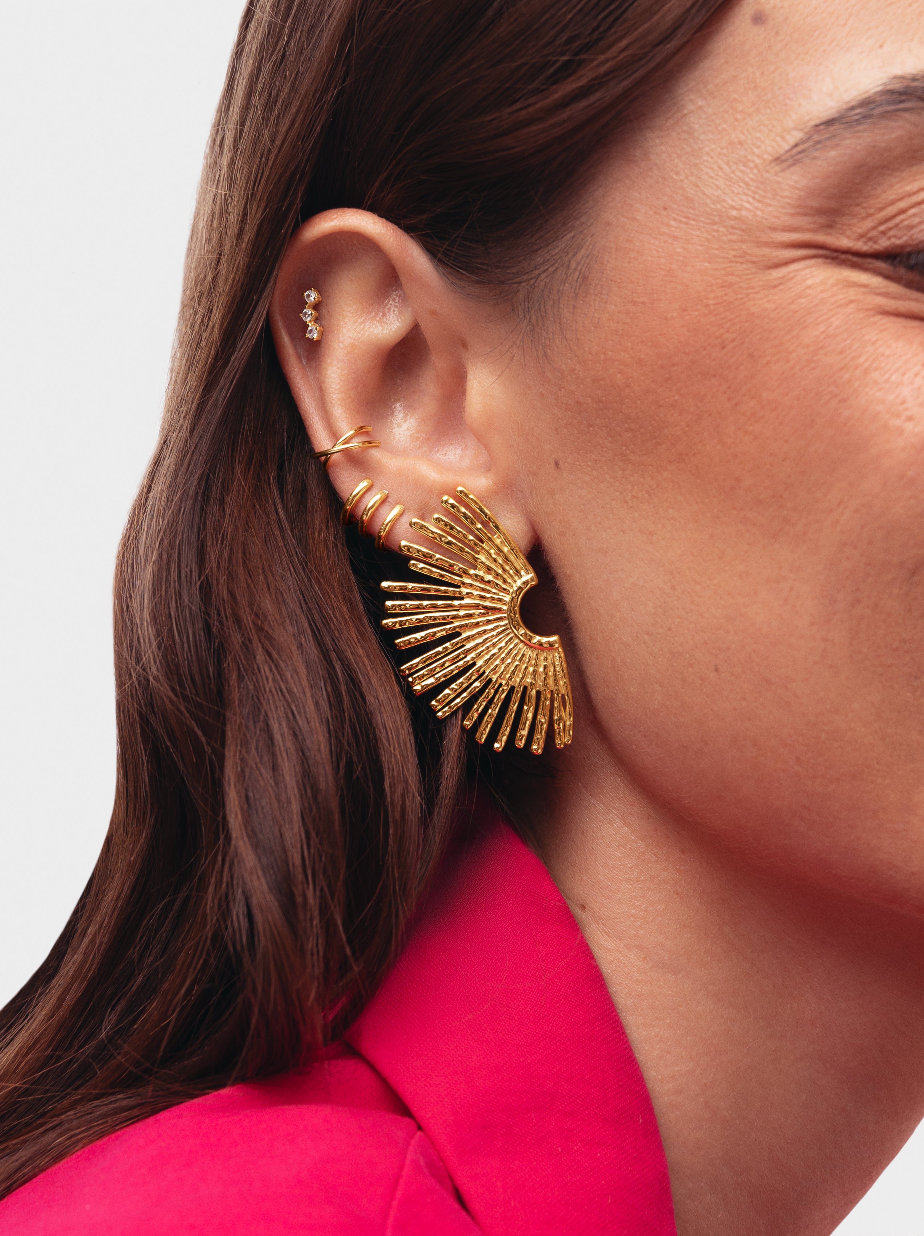Sunbeam Stainless Steel Gold Earrings