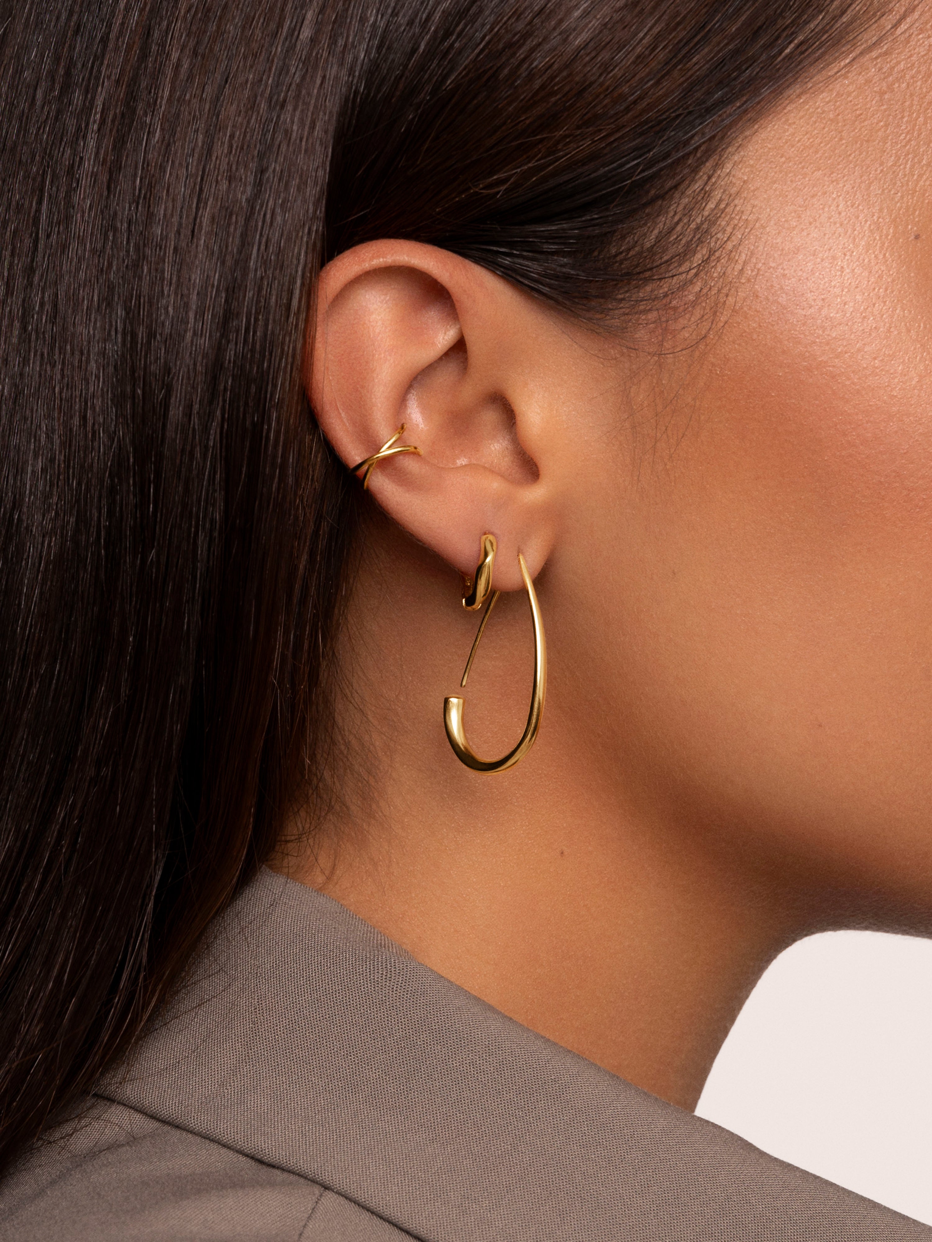 Ribbon Gold Hoop Earrings