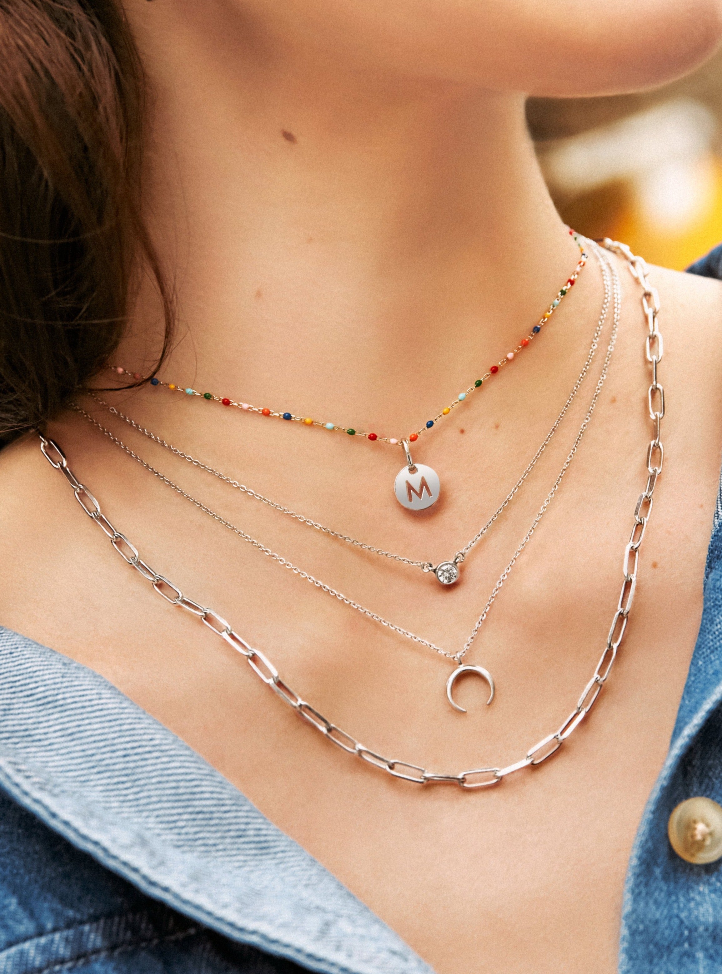 Personalized Necklace Colors Enamel Letter