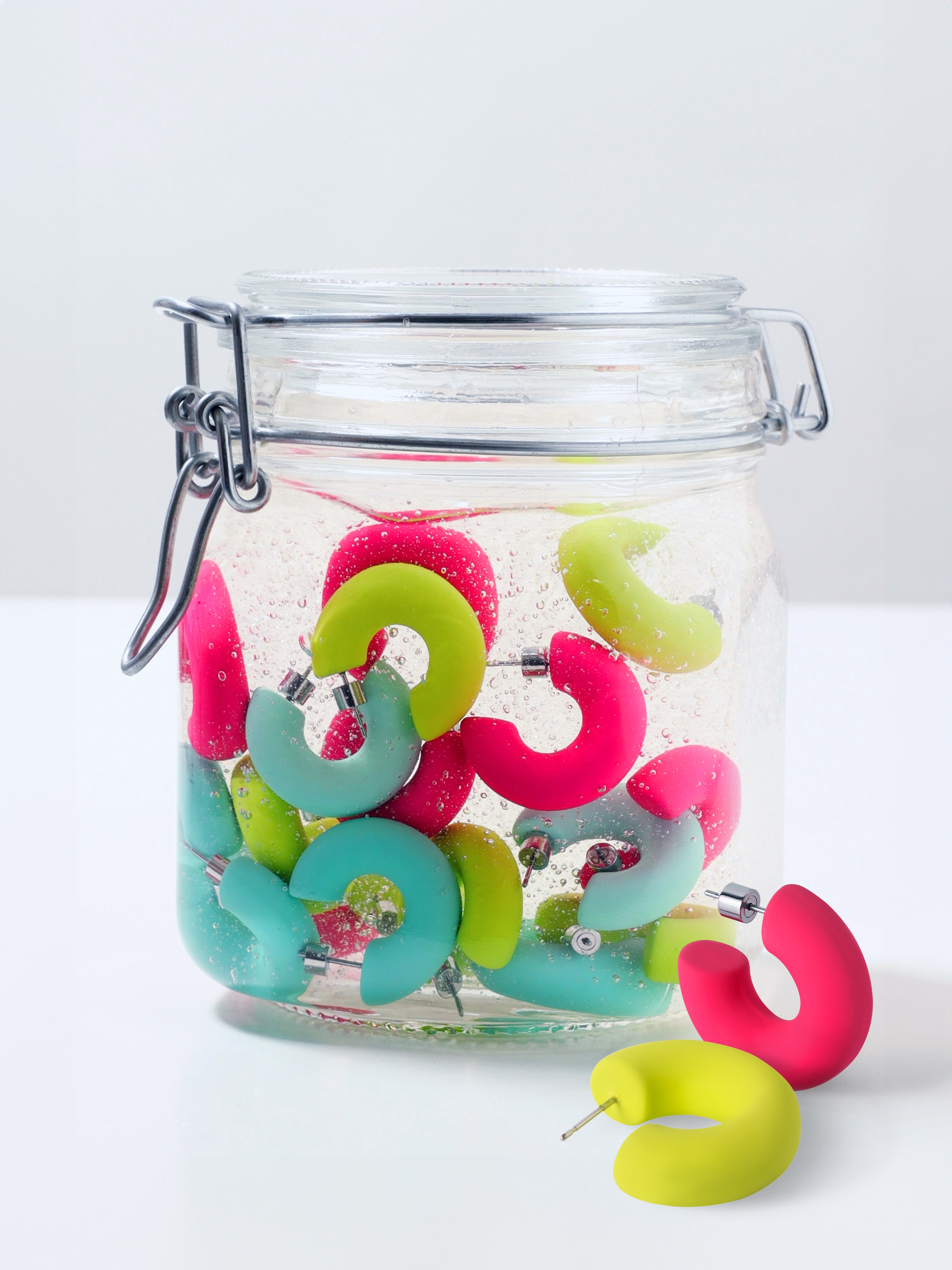 Gummy Turquoise Stainless Steel Earrings 