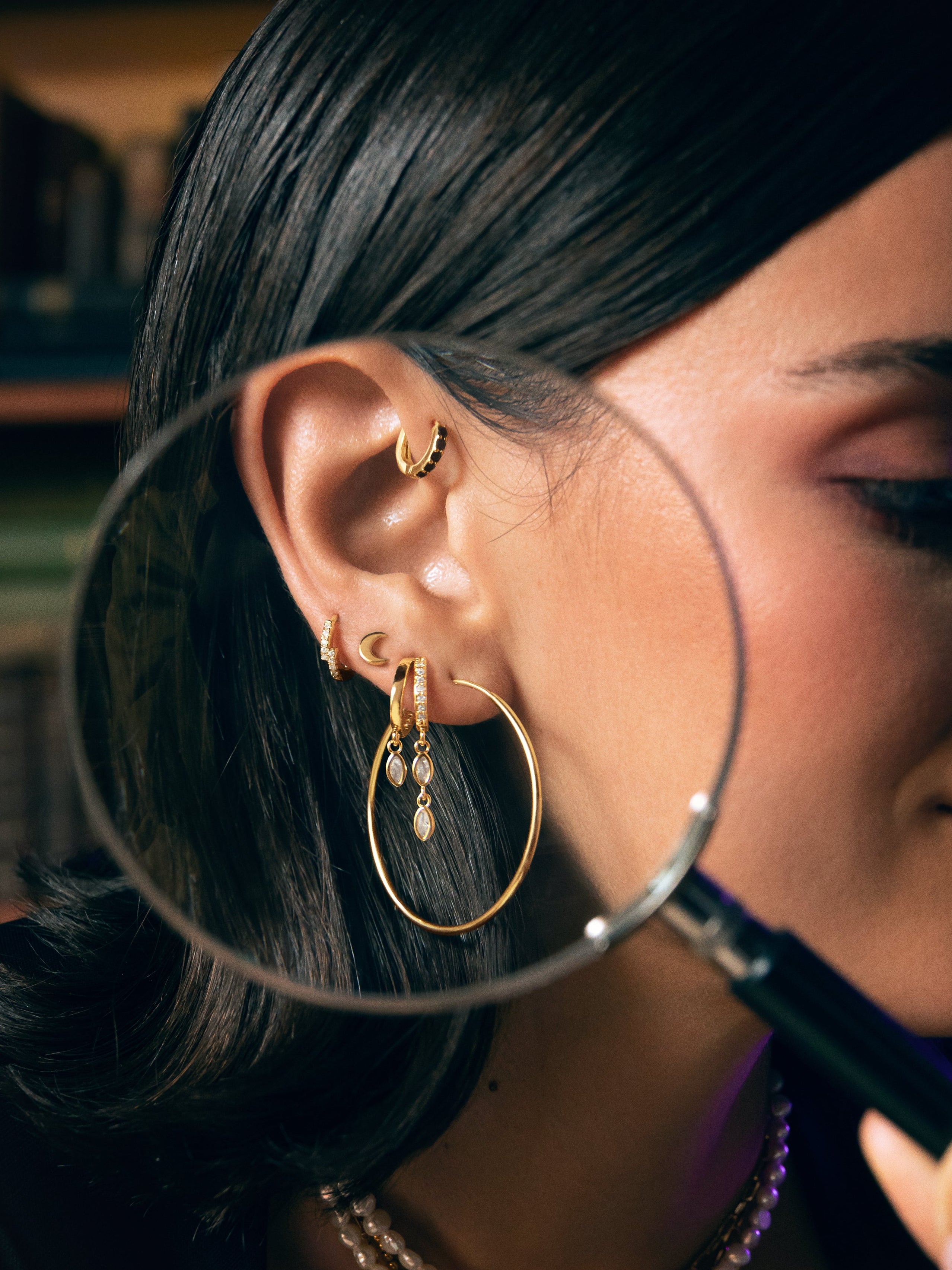 Moon Gold Single Earring