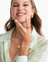 Signet Bean Neon Pink Enamel Gold Ring