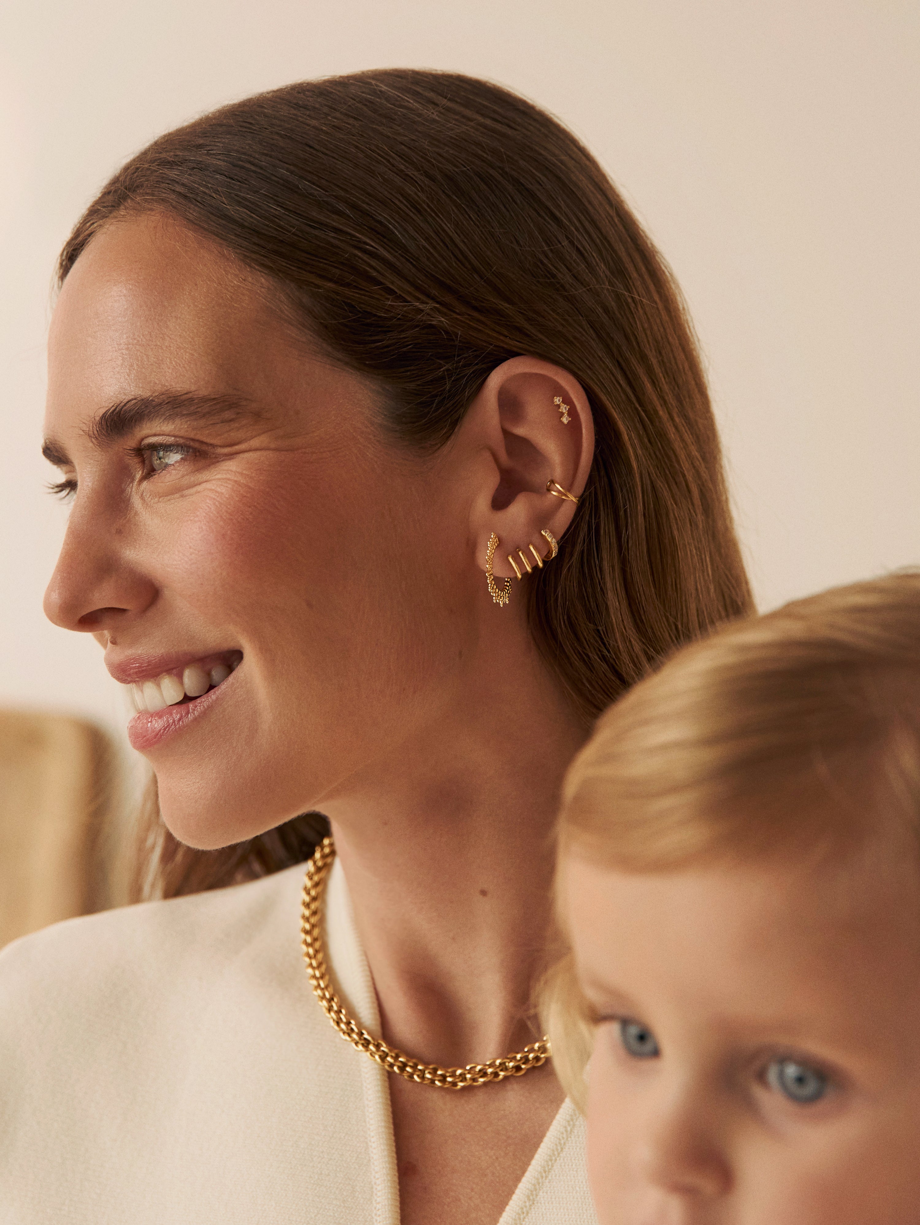 Single Hoop Earring Trio Steel Gold-Plated