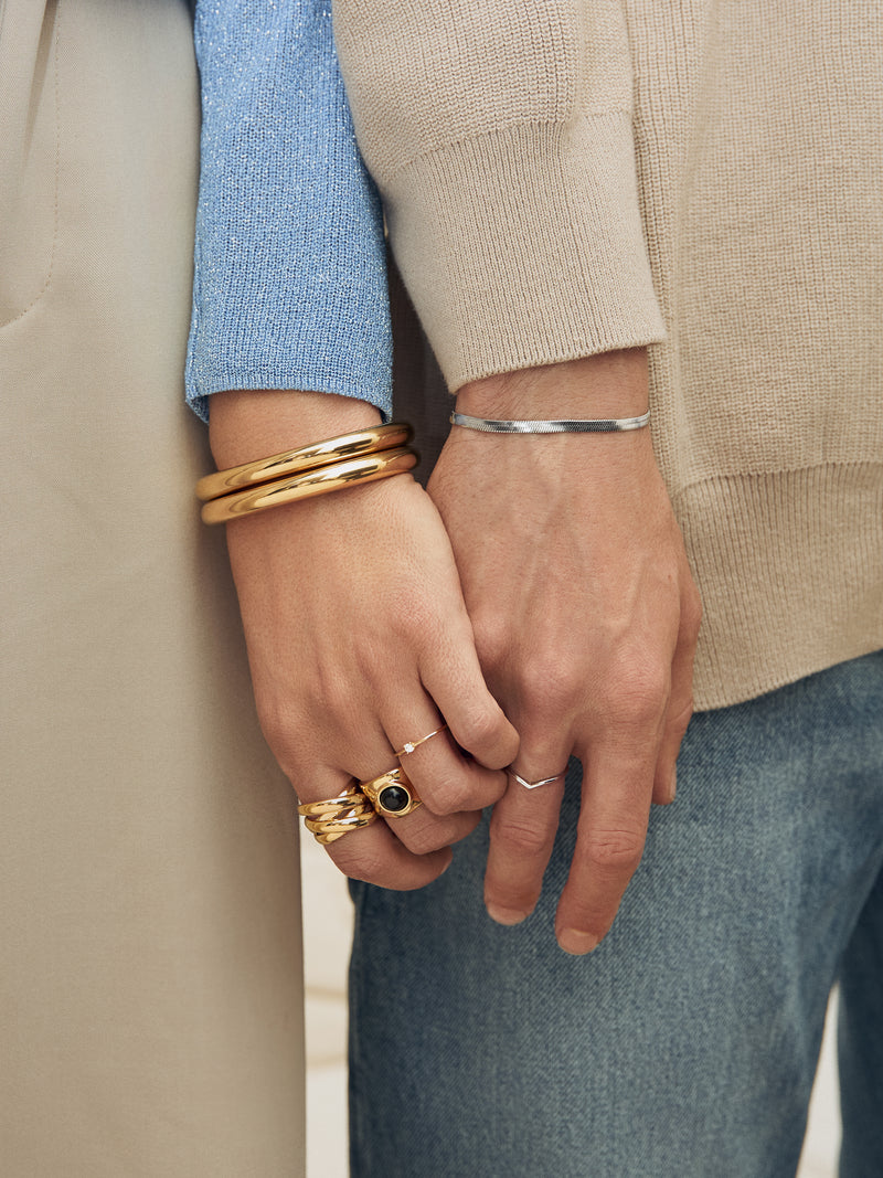 Double Cross Ring, Gold-Plated Steel