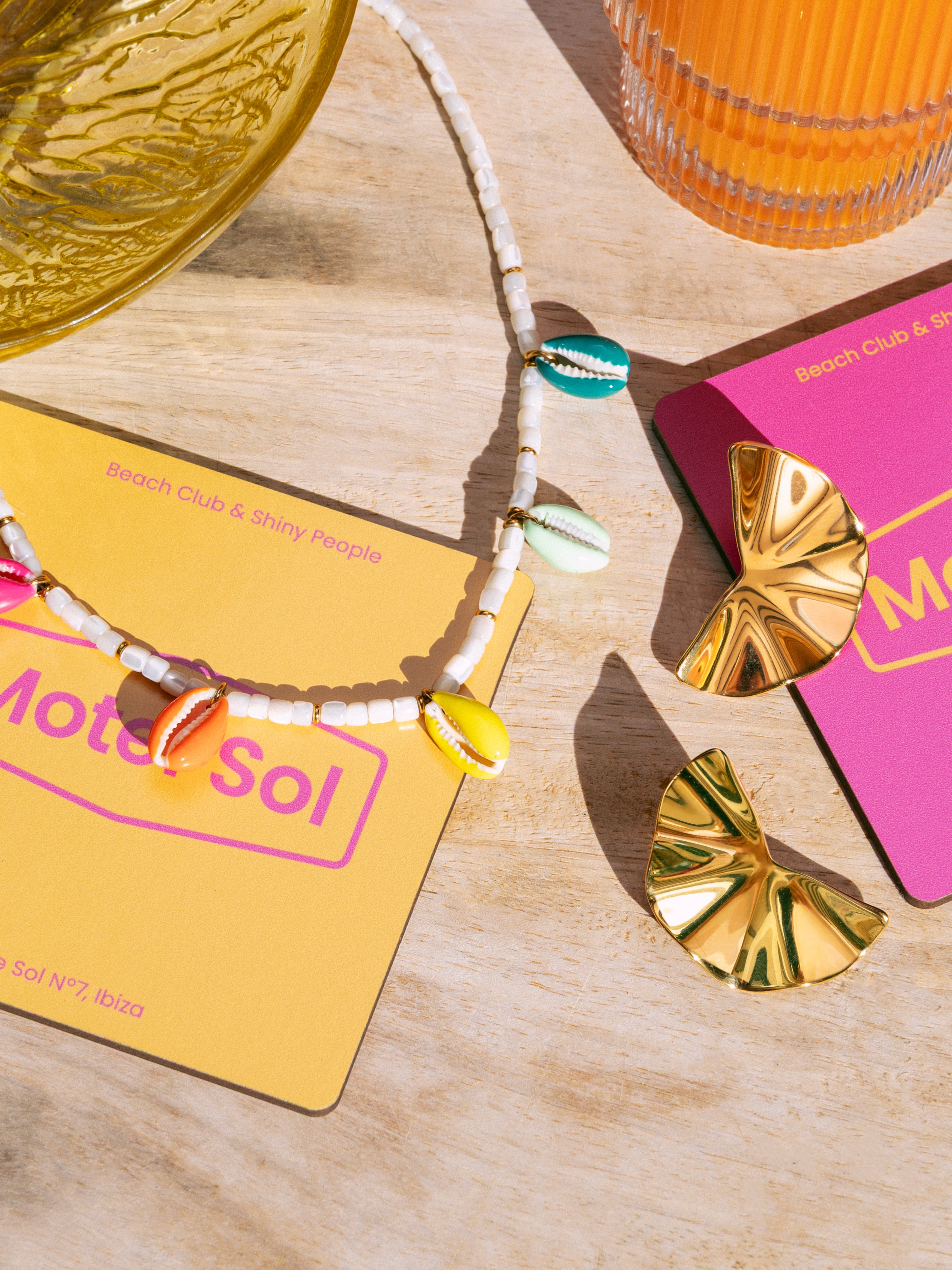 Boho Color Shells Stainless Steel Gold Necklace