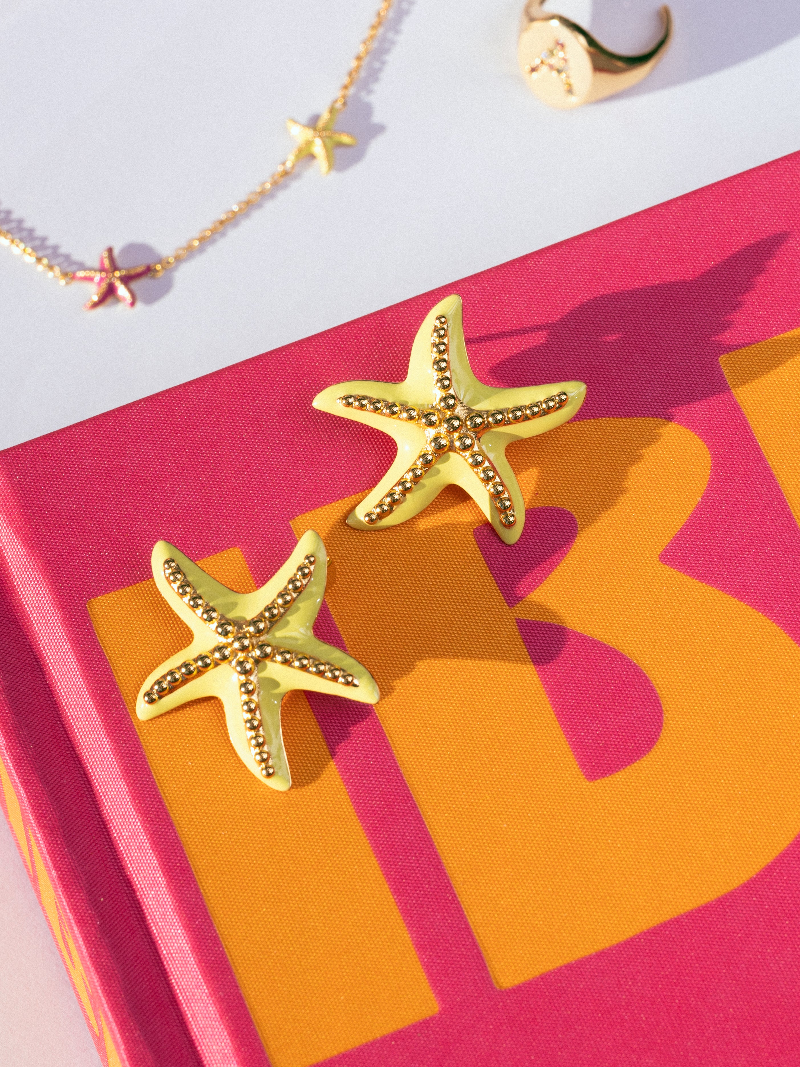 Pendientes Starfish Enamel Colors Baño Oro