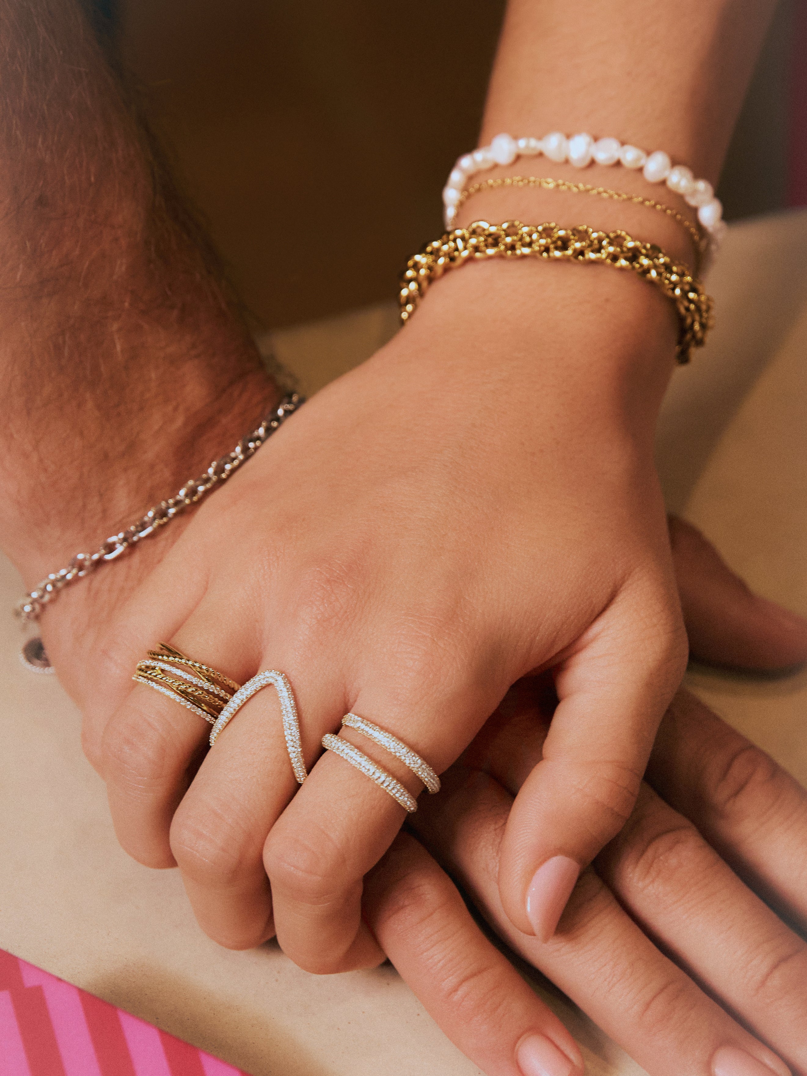 Anillo Triple Cross Spark Baño Oro