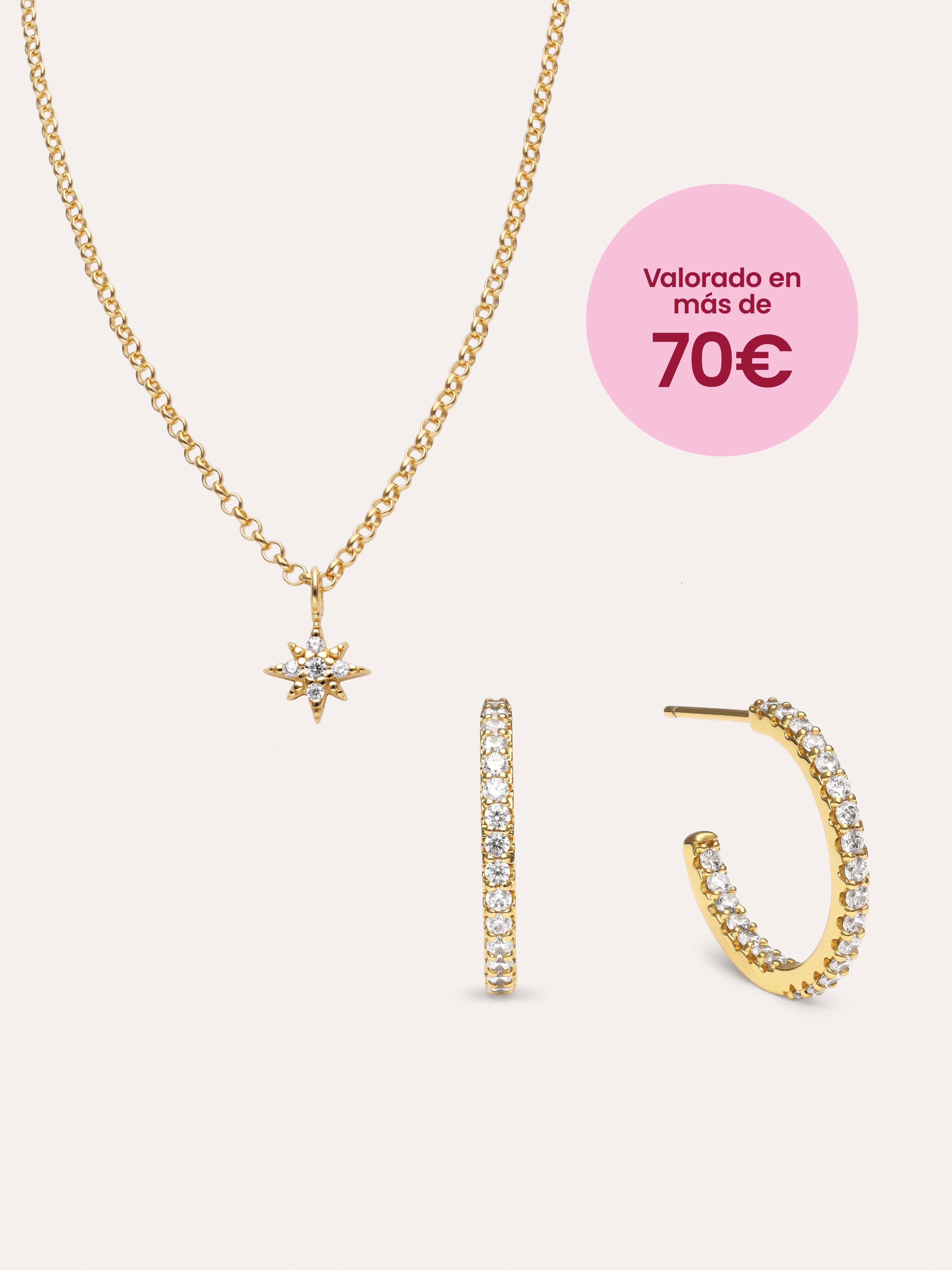 Pack Regalo Collar Polar Star y Pendientes Scarlett S Baño Oro