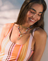 Color Stones Stainless Steel Gold Necklace