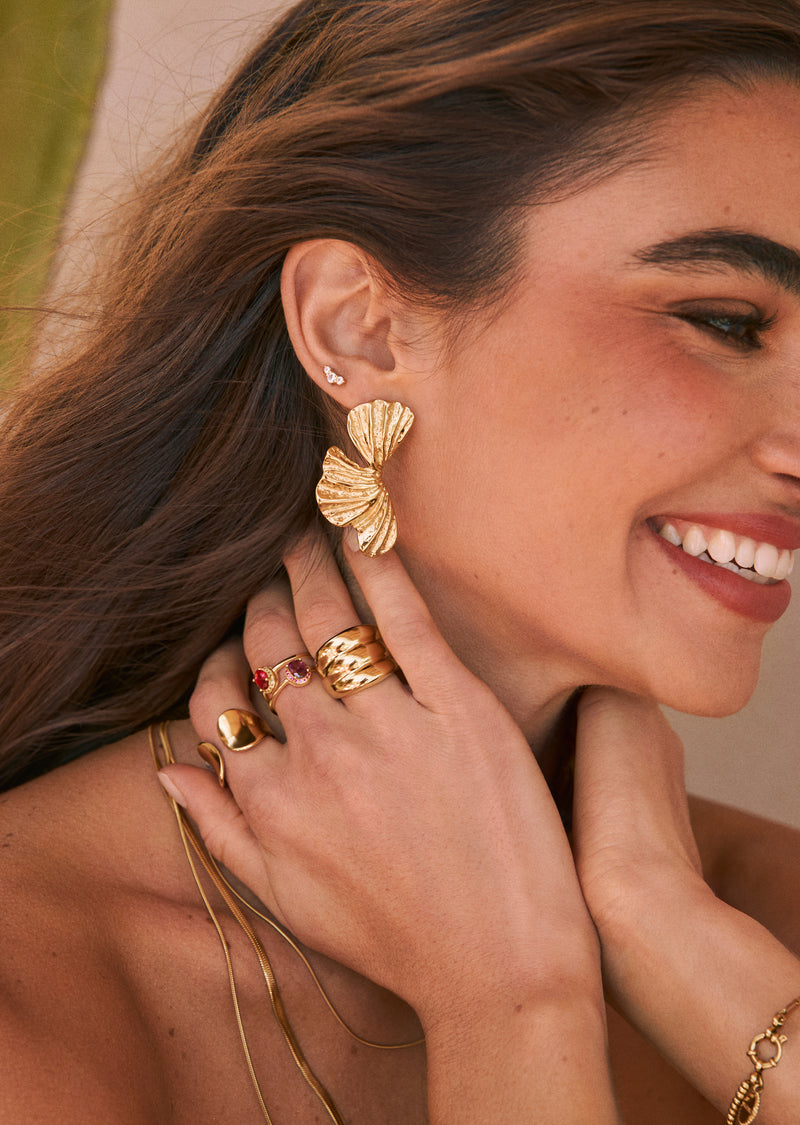 Dune Stainless Steel Gold Ring 