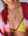 Crystal Pearls Stainless Steel Gold Necklace