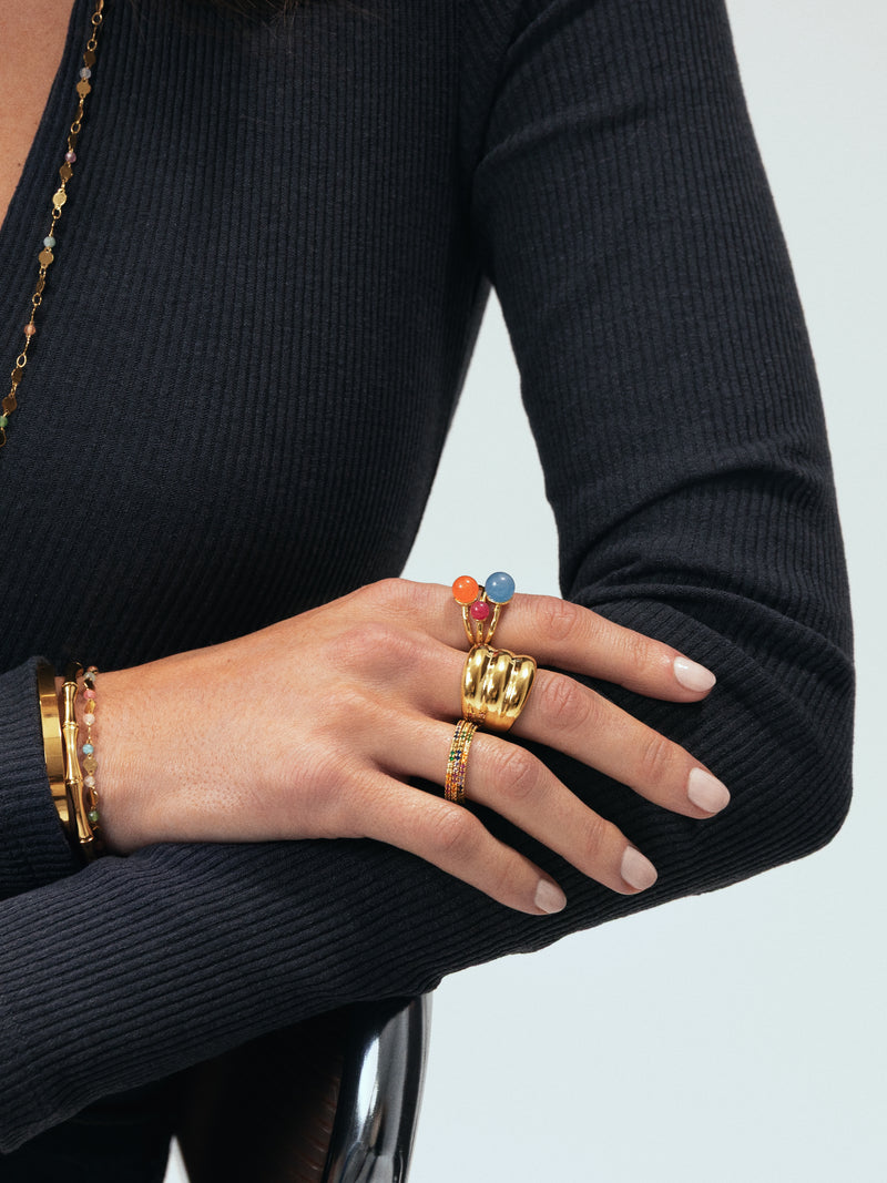 Dune Stainless Steel Gold Ring 