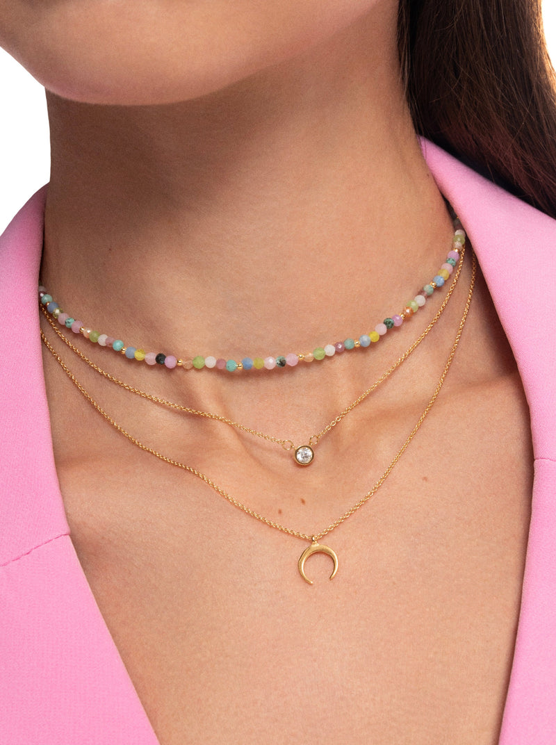 Diamond + Mini Moonset 2 Gold Necklaces Pack
