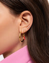 Single Hoop Earring Chili Enamel Steel Gold Plated