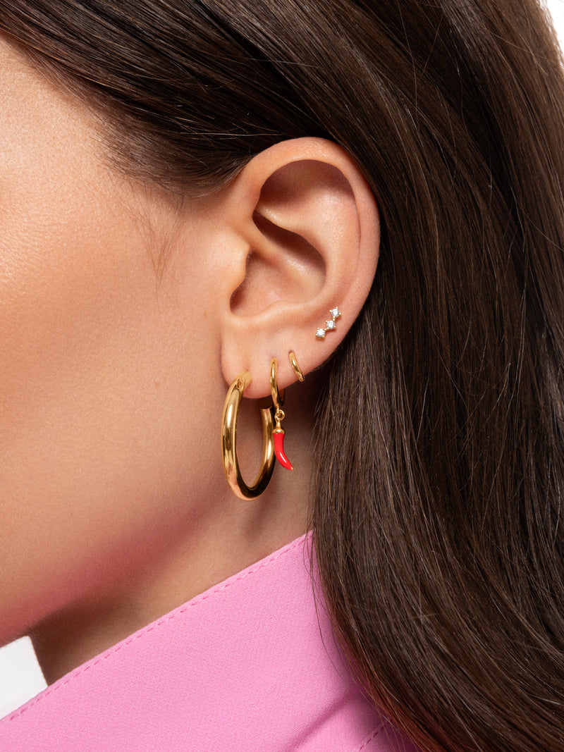 Triple Spark Gold Single Earring