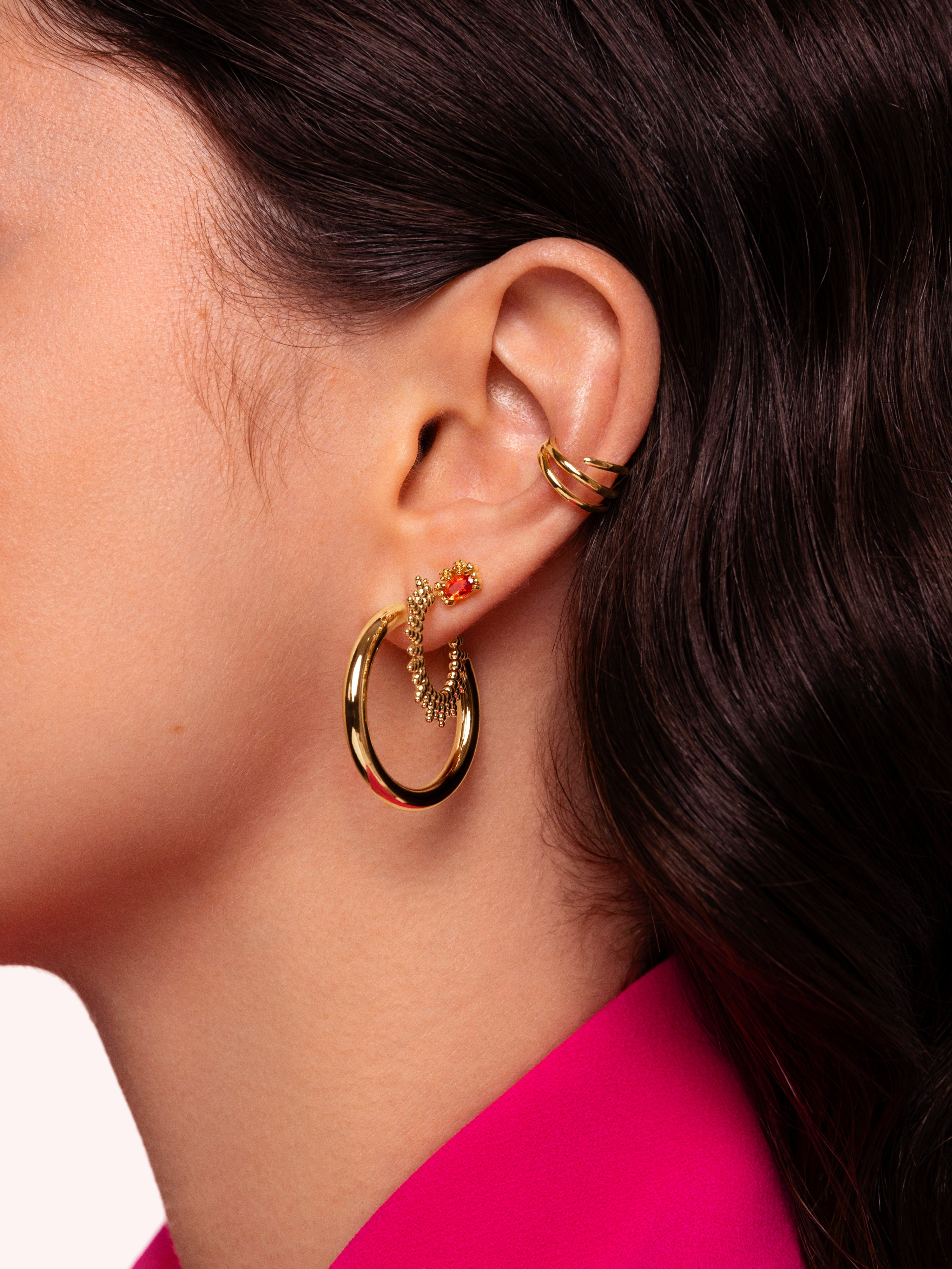 Tube Stainless Steel Gold Hoop Earring 