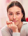 Lovely Heart Red Enamel Gold Ring