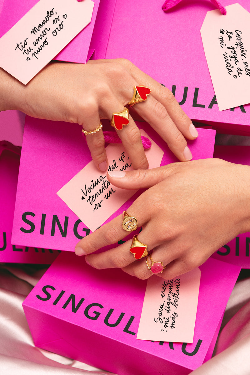 Singnet Letter Colors Personalized Gold Ring