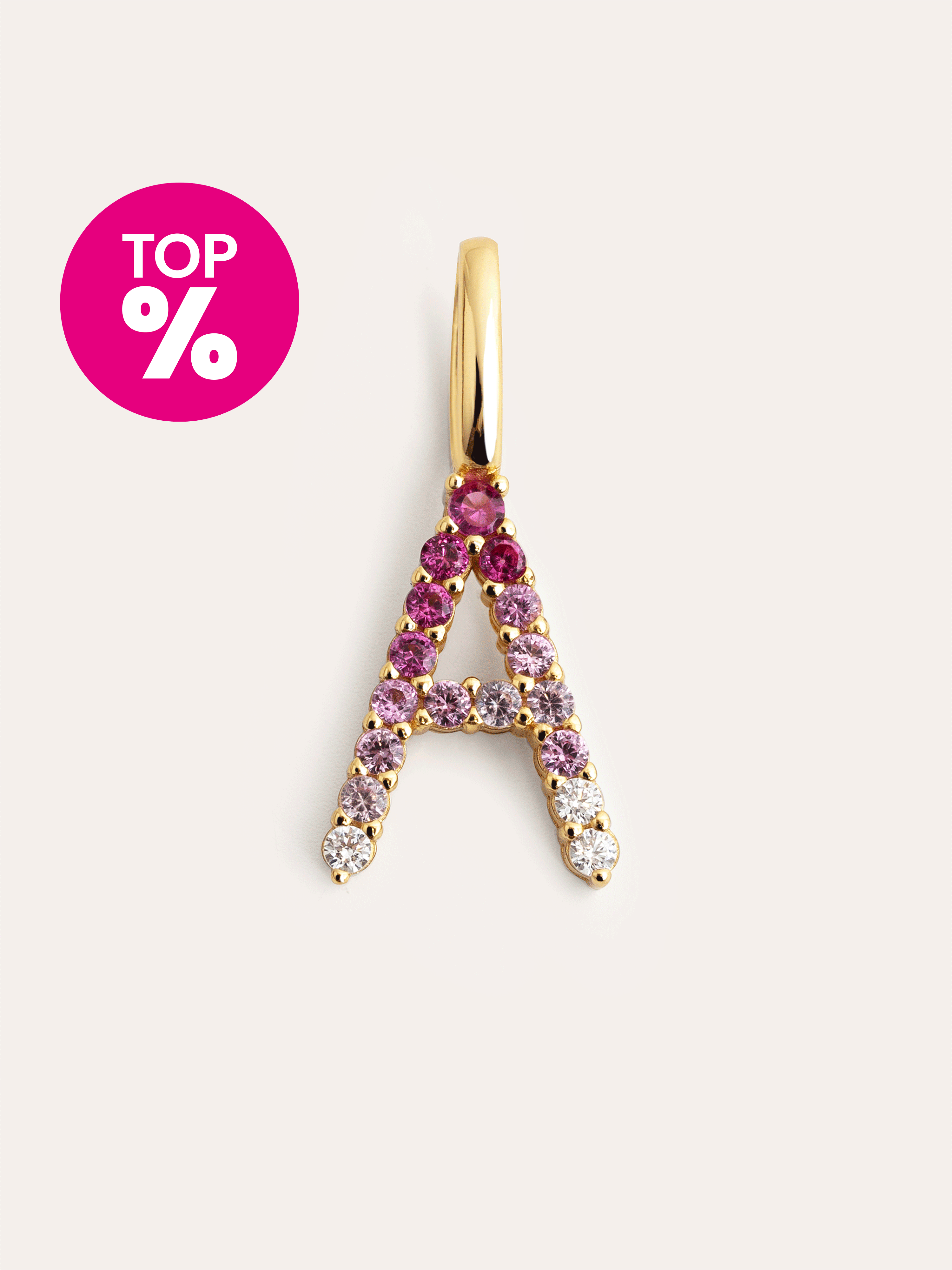 Charm Letter Spark Sakura Plata Baño Oro