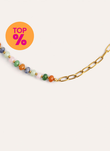 Collar Alpine Chic Stones Acero Baño Oro