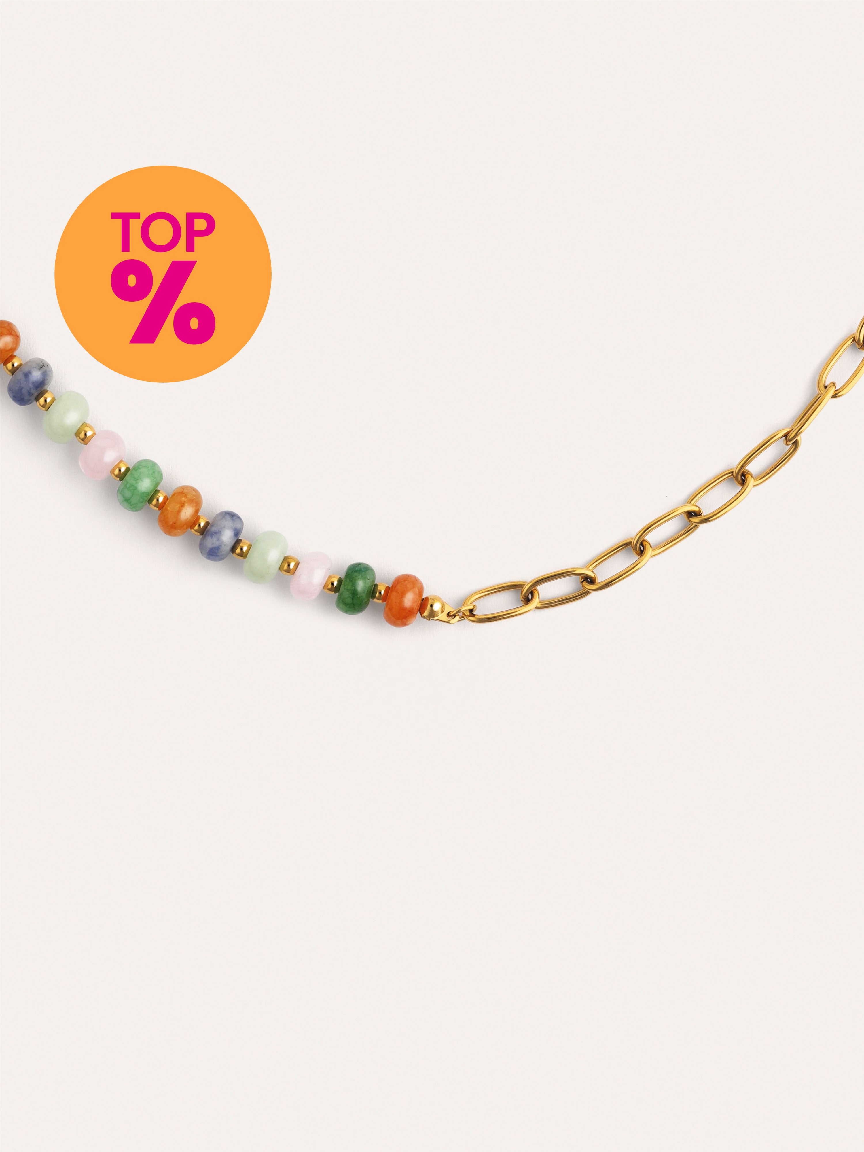 Alpine Chic Stones Necklace Stainless Steel 18kt Gold Plated