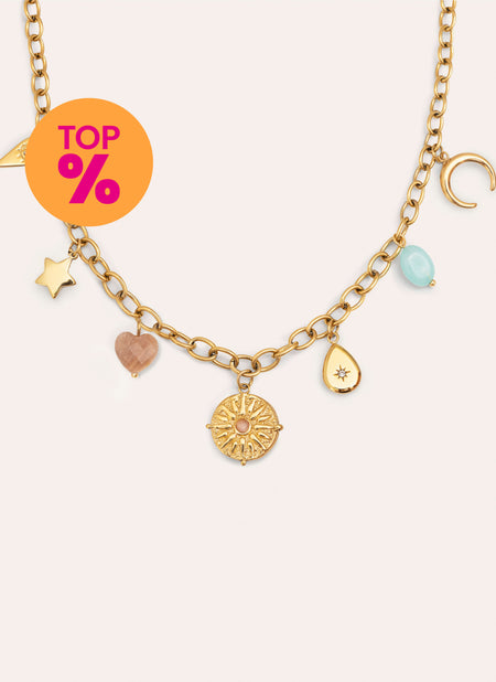 Multicharms Solei Sterling Silver Gold Necklace