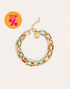Rainbow Enamel Link Bracelet Stainless Steel 18kt Gold Plated