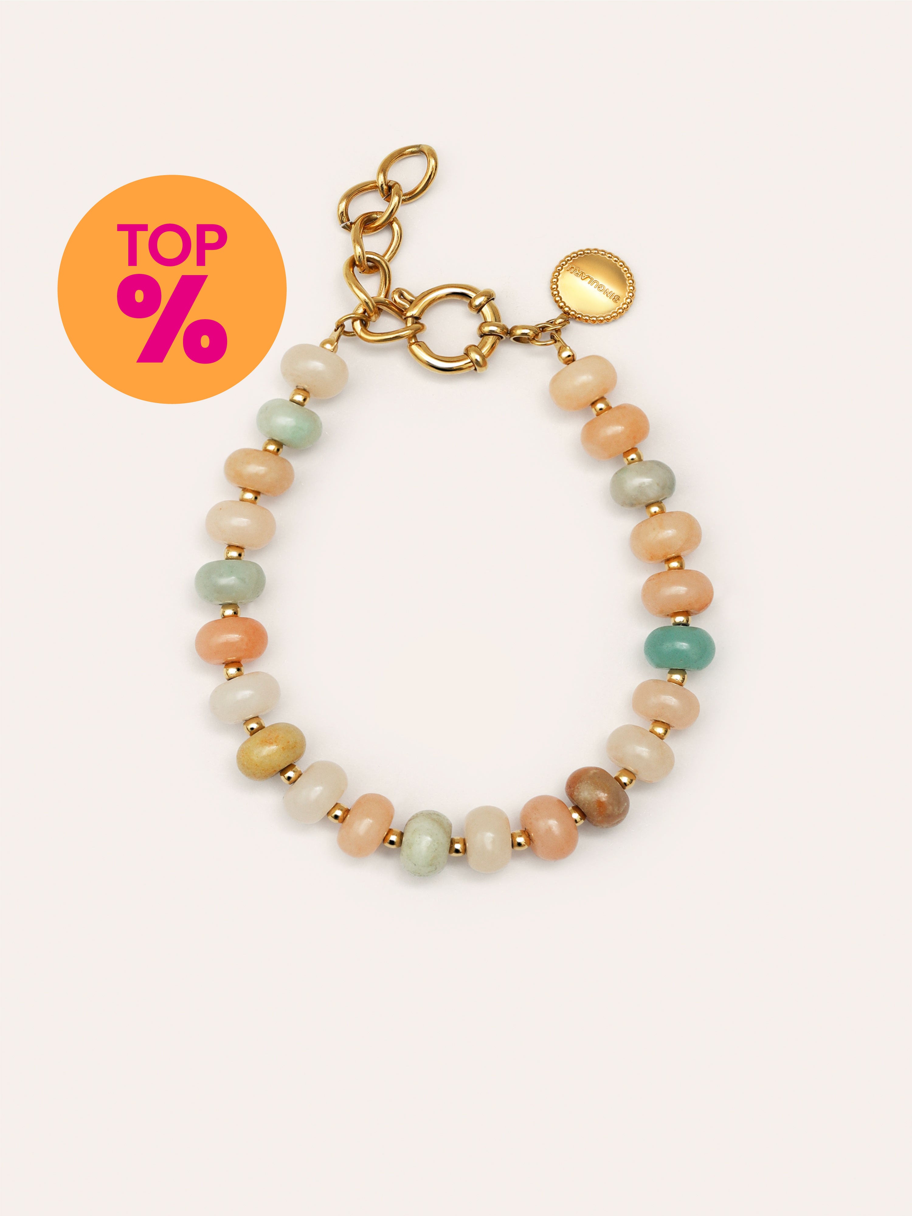 Pulsera Ámbar Stones Acero Baño Oro