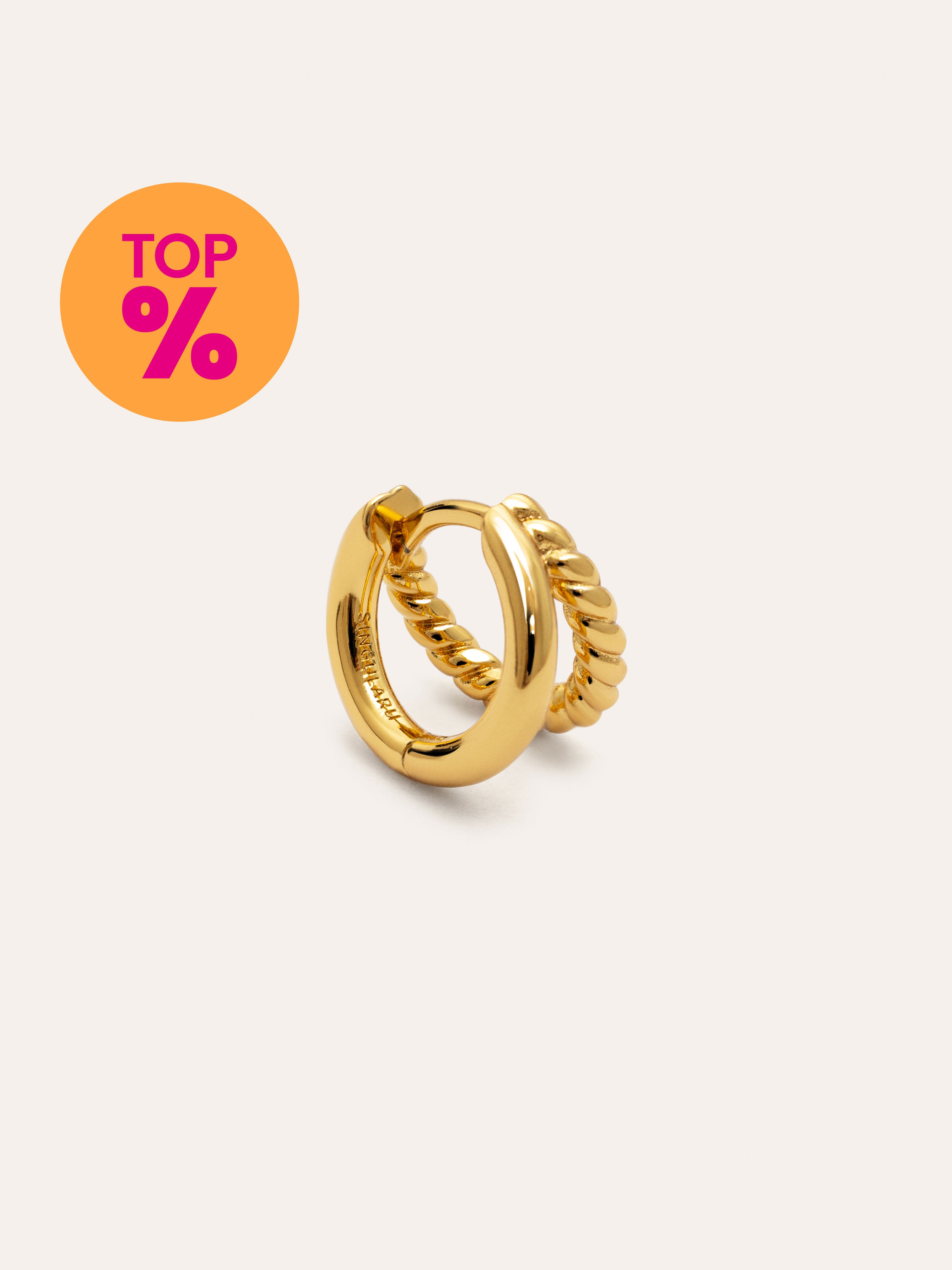 Double Tressia Gold Single Earring