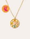 Collar Medallion Five Stones Acero Baño Oro