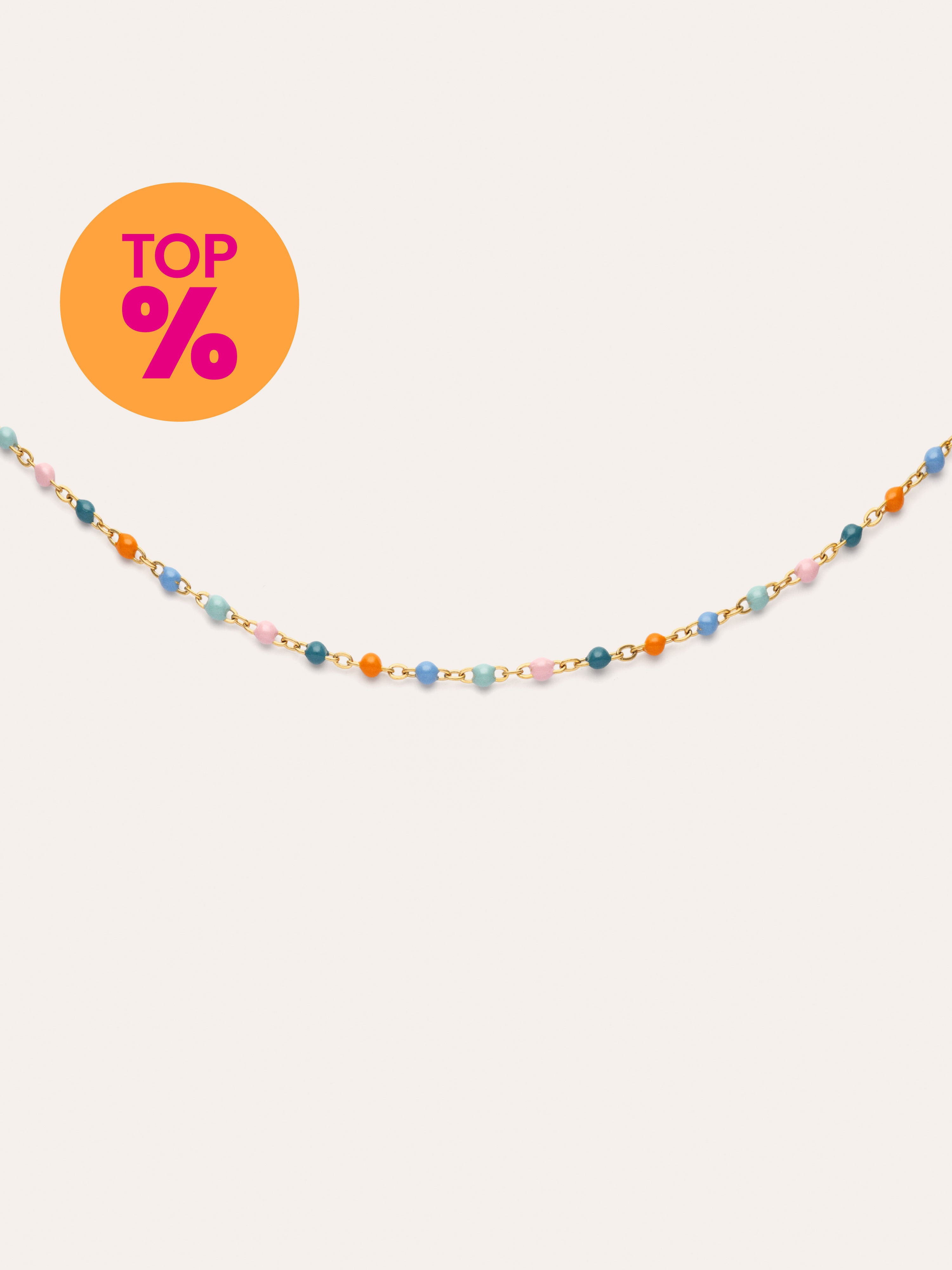 Dots Alpine Enamel Stainless Steel Gold Necklace