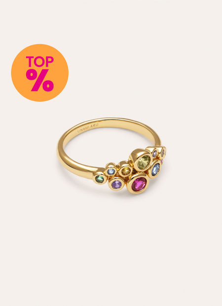 Anillo Rainbow Bubbles Baño Oro