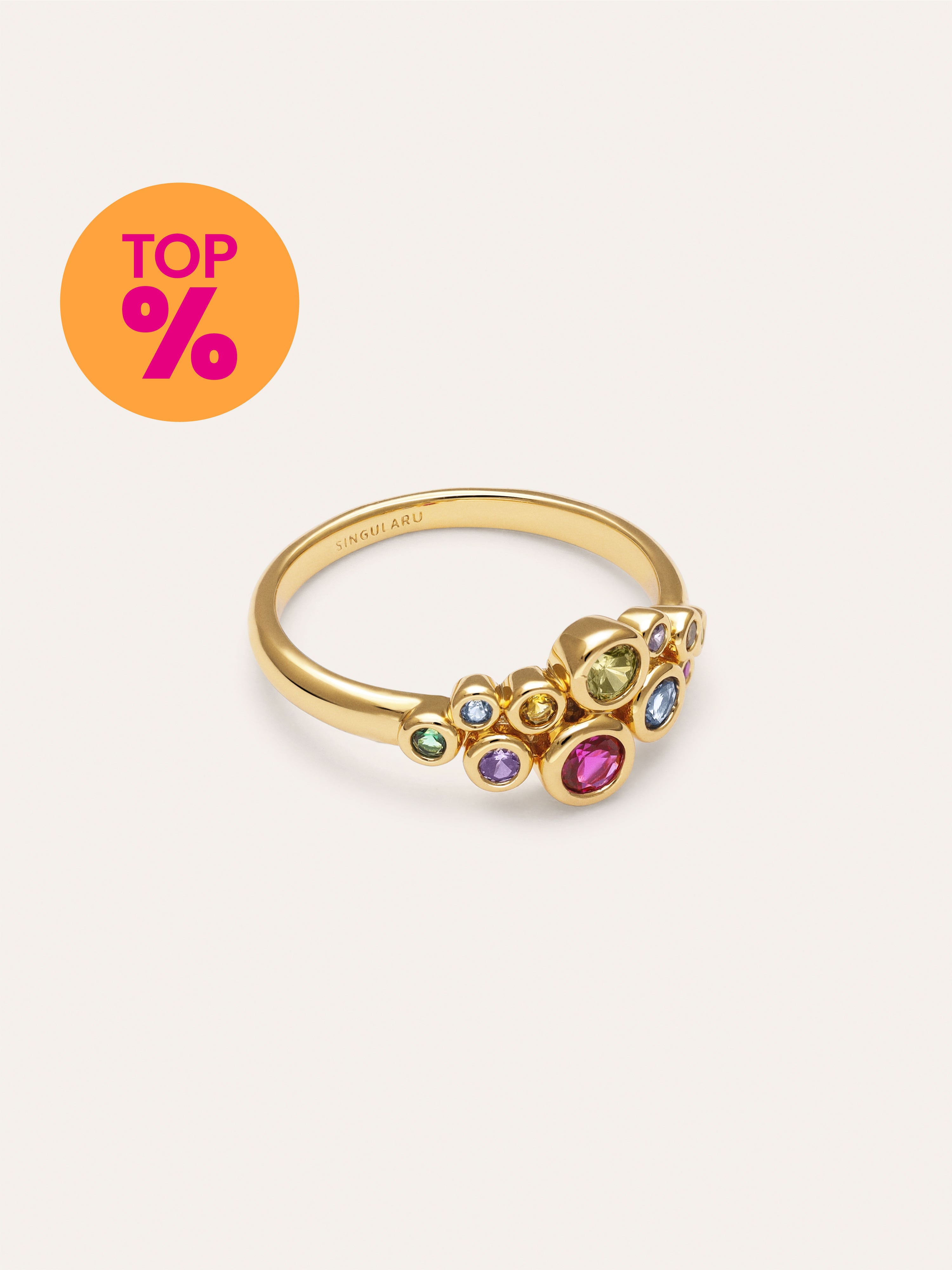 Rainbow Bubbles Gold Ring