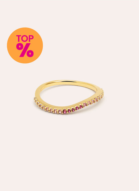 Anillo Fino Scarlett Rosa Baño Oro