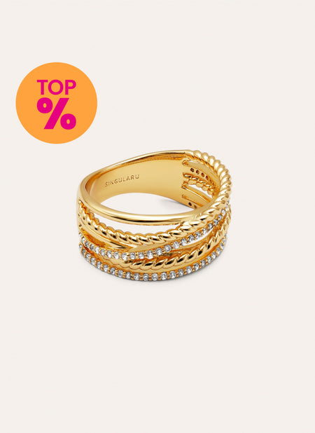 Triple Cross Spark Gold Ring