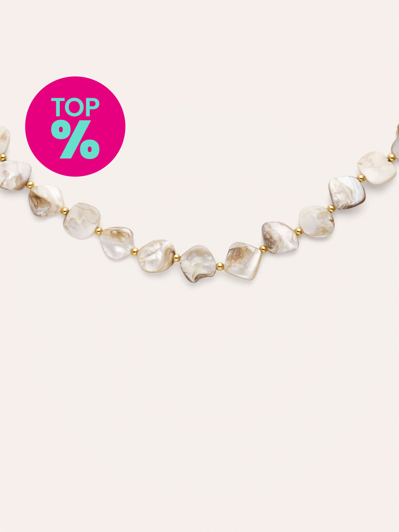 Capri Mother-of-Pearl Necklace Steel Gold Plated