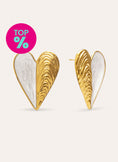 Pendientes Mejillón Enamel Acero Baño Oro