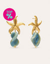 Starfish Wave Hoop Earrings Steel Gold Plated