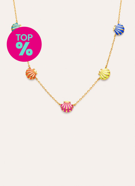 Shells Enamel Necklace Gold Plated