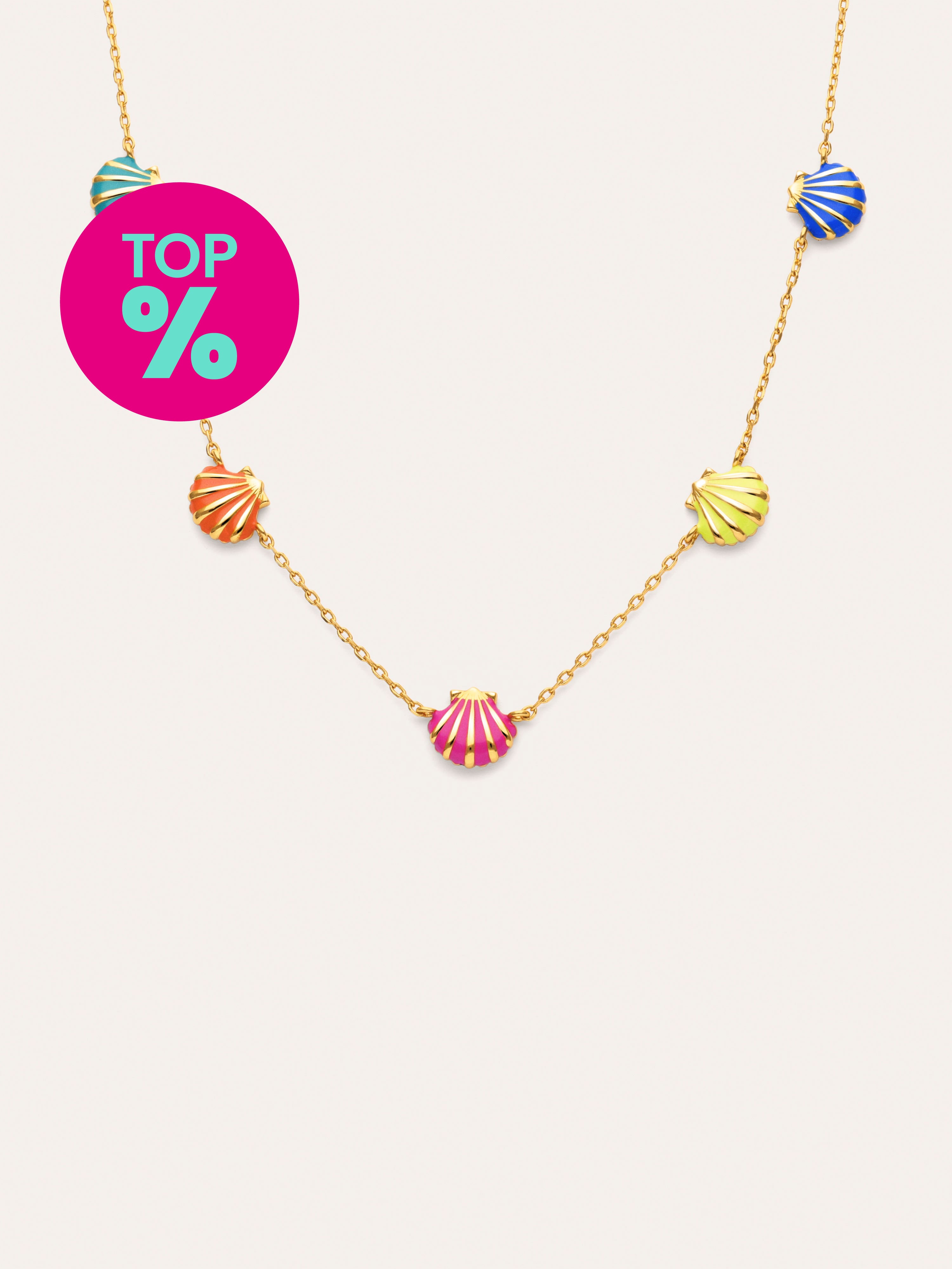 Shells Enamel Necklace Gold Plated