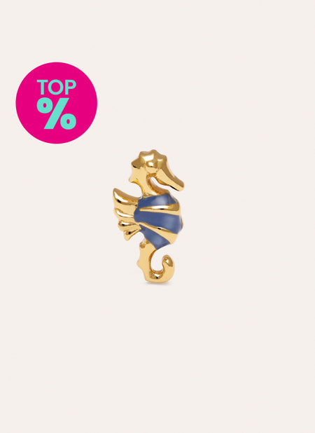 Single Seahorse Hoop Earring Silver Gold Plated