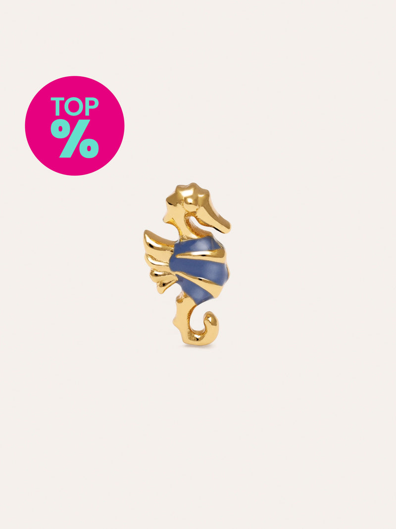 Single Seahorse Hoop Earring Silver Gold Plated