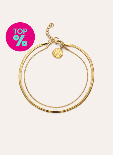 Double Lisse Tail Gold-Plated Steel Anklet