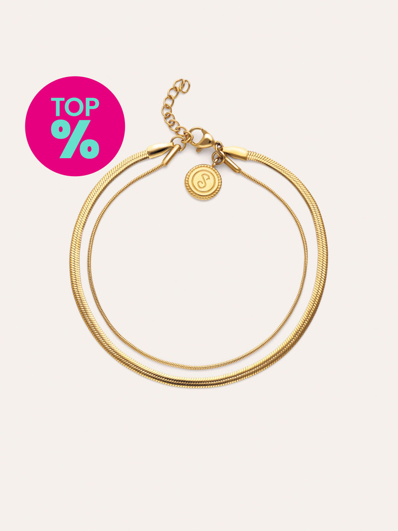 Double Lisse Tail Gold-Plated Steel Anklet