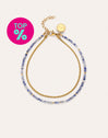 Tobillera Doble Cleopatra Azul Acero Baño Oro